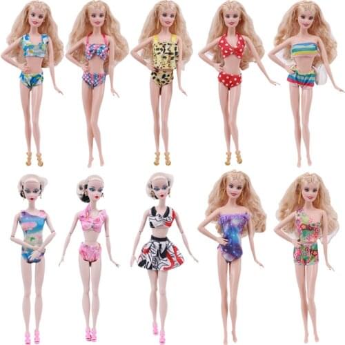 Doll Swimwear Bikini One Piece Swimming Beach Bathing Bikini Clothes For Barbies Doll