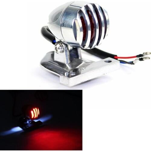 Papanda Motorcycle LED Taillight Grill Protector Polish Brake Light License Plate Light Universal for Harley Cafe Racer