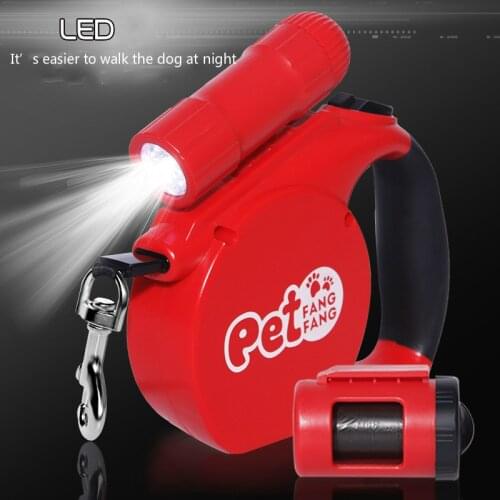 Pet supplies, LED lights, garbage bag, dog chain, pet automatic telescopic traction rope, multi-function
