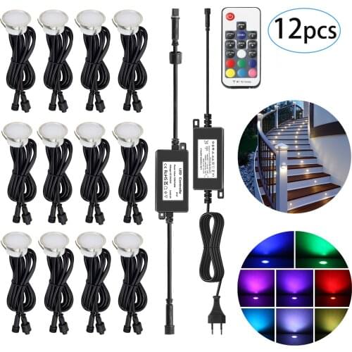 Adjustable Colour Changing LED Garden Decking Light Kits 12pcs/set stair RGB LED Lighting Underground Exterior Led Lamp DC12V