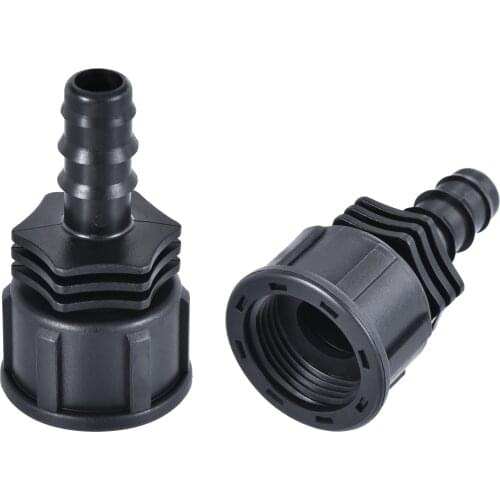 Uxcell ABS Hose Barb Fitting Coupler, 13mm Barb x G3/4 Female Thread Pipe Adapter, Black 2Pcs