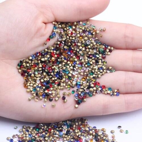 Ss9 2.5-2.6mm 1440pcs/Pack Strass Chatons-Stone Jewelry-Making Glass Nail-Art Pointed-Back Diamante-Supplier Cone