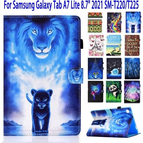 Tab A7 T225 T220 Cover For Samsung Galaxy Tab A7 Lite 8.7" SM-T220 SM-T225 T220 Case Funda Tablet Cartoon Stand Shell Capa Coque