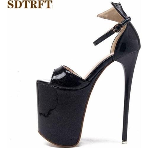 SDTRFT Crossdresser shoes woman Plus:34-42 43 Summer ladies platforms RED Pumps Sexy 20cm thin Heels Sandals US14 15 16 zapatos