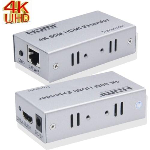 HD 4K 60M HDMI Extender Repeater Extension Cord Converter Over CAT 5e 6 6a Cat5e Cat6 UTP RJ45 LAN Network Card Ethernet Cable
