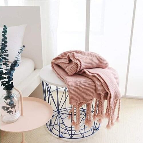 Cozy Chunky Knit Decorative Throw Blanket with Braided Fringe All-season for Sofa 51" x 67"