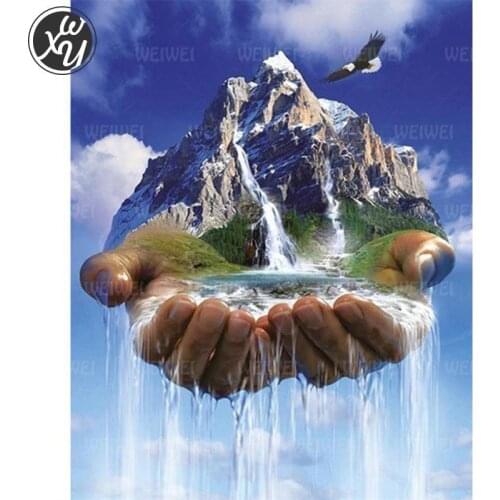 Waterfall Diamond Art Kit for Adult Hand Holding Landscape Diamond Painting Full Drill Round Square Embroidery Accessories Decor