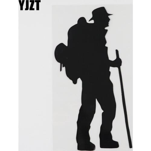 YJZT 9.3CMX17.3CM Walking Man Hiker Walker Decal Vinyl Car Sticker Black/Silver 8A-1033