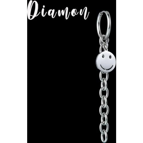 Diamon 2020 New Modern Stainless Steel Round Smile Face Chain Stud Earrings For Women Silver Color Fashion Kolczyki Jewelry Gift