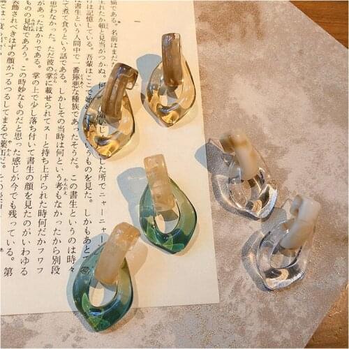 Retro Transparent Stud Earrings for Women Trend Street Fashion Earrings Acrylic Acetate Resin Accessories Wedding Party Gifts