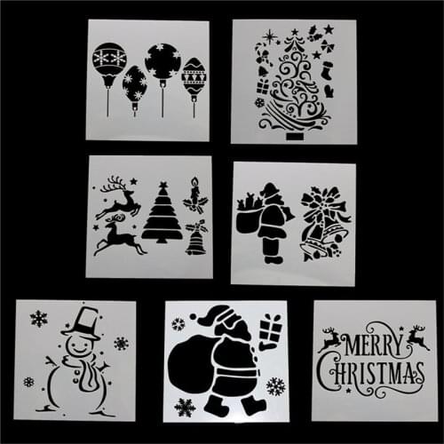 1pc Stencils DIY Merry Christmas Decorations for Home Drawing Cut Template Kids Painting Album Scrapbooking Stationery Supplies