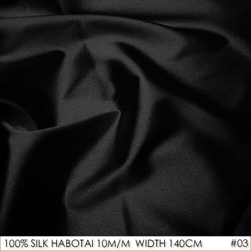 100% SILK HABOTAI 140cm width 10momme Pure Silk Fabrics Tissu Batik Painting DIY Patchwork Sewing Fabric Sale Per Meter Black