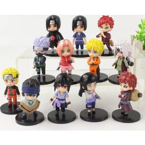12pcs/set 6.5-7cm Naruto Figure Toys Uzumaki Kakashi Hatake Sakura Uchiha Itachi Hyuuga PVC Cartoon Q Version Model Dolls