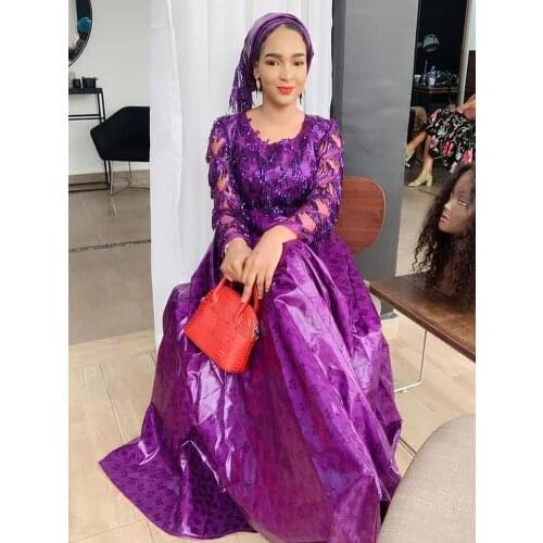 2.5+2.5 Yards Latest France Bazin Riche 2021 New High Quality Embroidered Sequin Nigerian African Lace Fabric for Wedding Dress