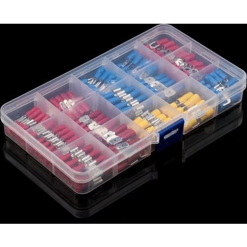 280Pcs Assorted Insulated Spade Crimp Terminal Butt Electrical Wire Cold Pressure Terminal Set Red Blue Yellow with Box