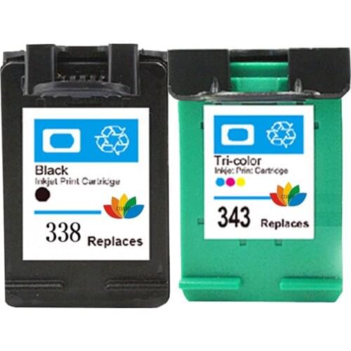 2x Replacement Ink Cartridge For Compatible HP 338 343 Tri-color for hp338 hp343 DJ 6540/6620/6840/ PSC 1500/1510/1600/1610