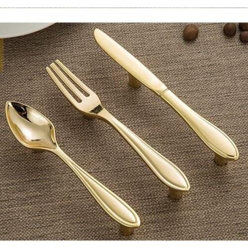 3 Pack Knife Spoon Fork Kitchen Cabinet Drawer Pull Handles Knobs 3 inch Center to Center