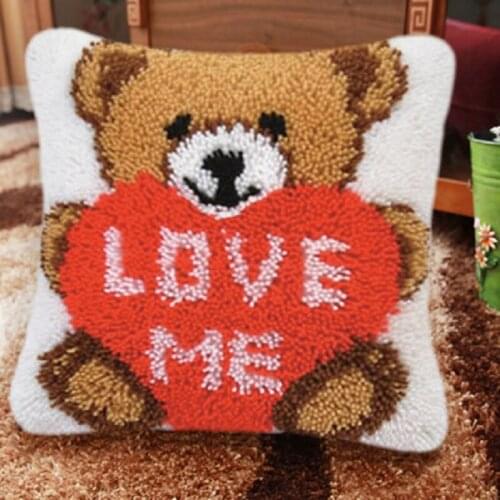 3D Cute Bear LOVE ME Carpet Embroidery Pillow Animal Latch Hook Rug Kits Butterfly Wool Carpet Embroidery DIY Latch Hook Pillow