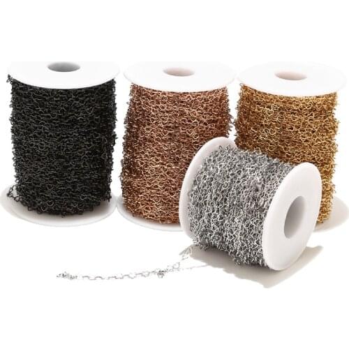 4color 4MM width Heart Choker Chain Handmade Titanium Steel Link Chain Bulk Chain Spool for Jewelry Making