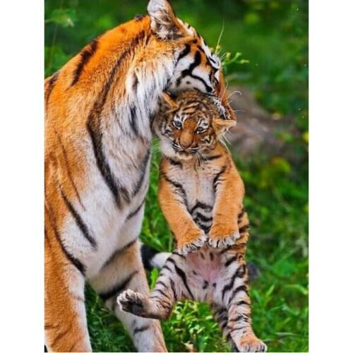 Tigers diamond mosaic oil painting mother child rhinestone embroidery diamond art drawing picture puzzle wall paper home decor