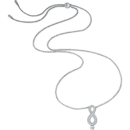 Brand 1:1 Frosty Wind Design Sense Diamond Number 8 Adjustable Clavicle Necklace Ladies Silver Jewelry