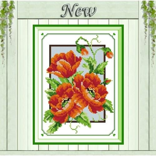 Poppy flowers ,Pattern printed on the canvas DMC 11CT 14CT Cross Stitch kit,needlework embroider Set,beautiful Flower Home Decor