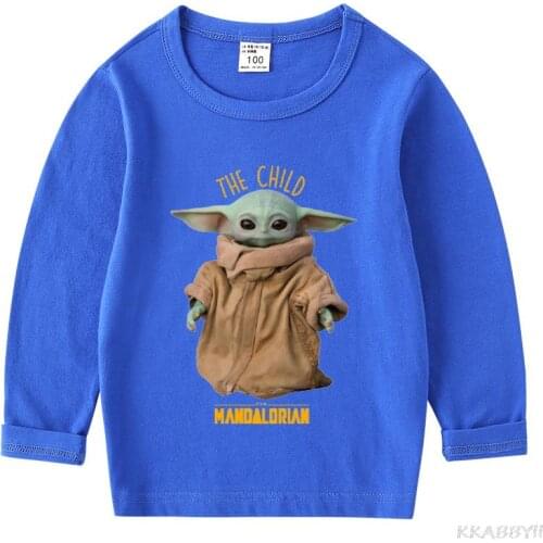 Disney Baby Yoda The Mandalorian Childrens Clothing Cotton boy girls Pullover Cartoon Long Sleeve T-shirt Sweatshirt for kids