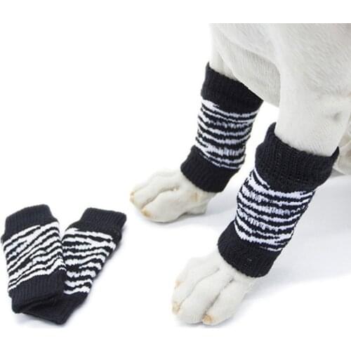 Fanshion 4 Pcs Breathable Doggie Puppy Cotton Anti-Slip Leg Warmer Socks