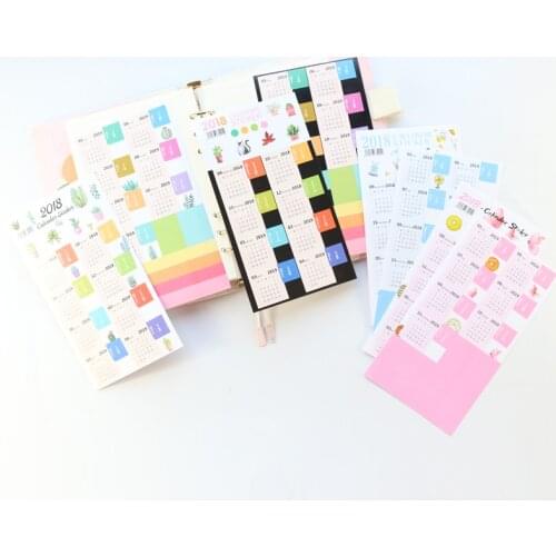 Domikee 2018-2019 year calendar monthly time stickers set for planner notebooks,candy school student diary time sticker,4pieces