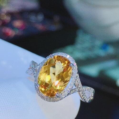 H603 Aquamarine Ring Fine Jewelry Pure 18 K Gold Natural Yellow Aquamarine Gemstones 2.77ct Fine Rings