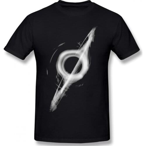 Black Hole Gargantua Print Cotton T-Shirt Interstellar Science Fiction Film Men Fashion Streetwear