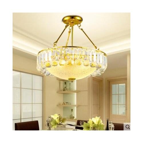 Crystal lamp chandelier round creative personality golden atmosphere modern minimalist led bedroom dining chandelier