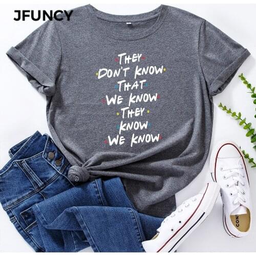 JFUNCY Funny Letters Print T Shirt Women Short Sleeve Cotton T-shirt Female Summer Tees Woman Tops Plus Size S-5XL Lady Shirts