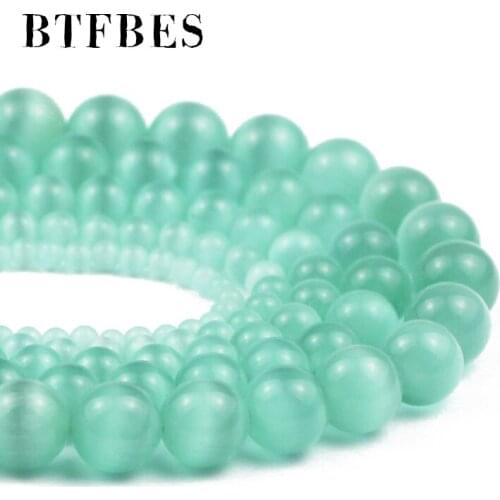 Round Cats Eye Stone Vegetation GreenNatural Opal Loose beads DIY Charm bracelets Jewelry making Accessories 4/6/8/10/12MM