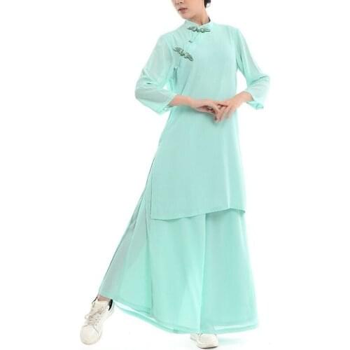 Summer blue/pink/yellow women cotton&linen yoga wushu suits martial arts clothing taoist robe Kung fu yoga uniforms tai chi suit