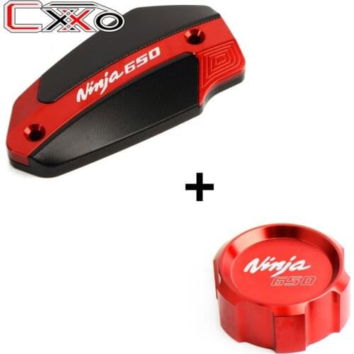LOGO ninja 650 For Kawasaki Ninja 650 NINJA650 2016 2017 2018 Motorcycle Front & Rear Brake Fluid Reservoir Cap Cylinder cover