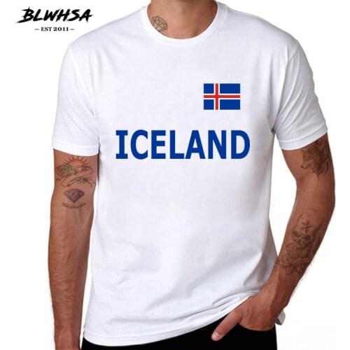 BLWHSA Iceland Fans Cheers T Shirt for Men Summer Short Sleeve O-neck 100% Cotton T-shirt Iceland Printing Top Tee