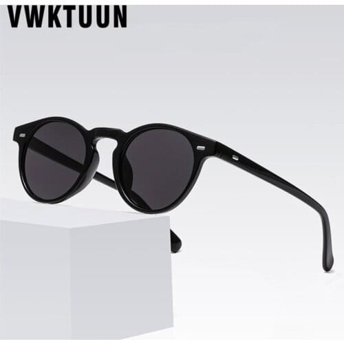 VWKTUUN Classic Sunglasses Men Round Glasses UV400 Driving Driver Points Mens Sunglasses Rivet Frame Black Sun glasses
