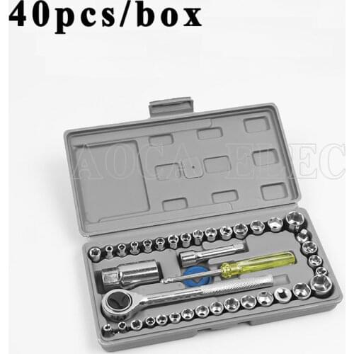 40pcs/box Wrench Socket Assembly Car Motorcycle Maintenance Tools Crimpling Pliers Tools Wrench Socket Set Kit Spanner Tools
