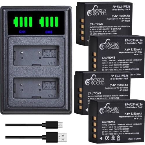 1380mAh NP-W126 NP W126 NP-W126S W126S Battery Charger Kits for Fuji X-Pro1 X-H1 X-A5 X-A20 X-T1 X-E3 XT20 X100F HS30EXR HS33EXR