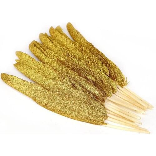Wholesale 100pcs/lot Gold Turkey Feathers 30-35cm/12--14inches Jewelry Carnival Accessories for Christmas DIY Plume