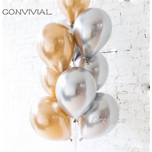 10pcs Metallized Balloons Rose Gold Silver Latex Ballons Wedding Baby Shower Birthday Event Party Supplies Chrome Ballons
