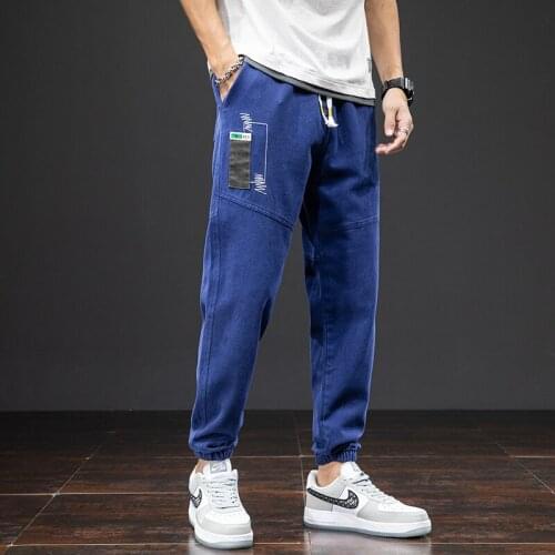 Fashion Spring Summer Black Blue Casual Pants Men Streetwear Joggers Ankle-Length Sweatpants Male Harem Trousers Plus Size