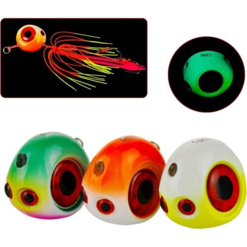 60/80/100/150g Lead Jigging Skirt Head Fishing Lure Bait Jig DIY Replace Eye Luminous 3D Eyes Fishing Accessories Tackle Pesca