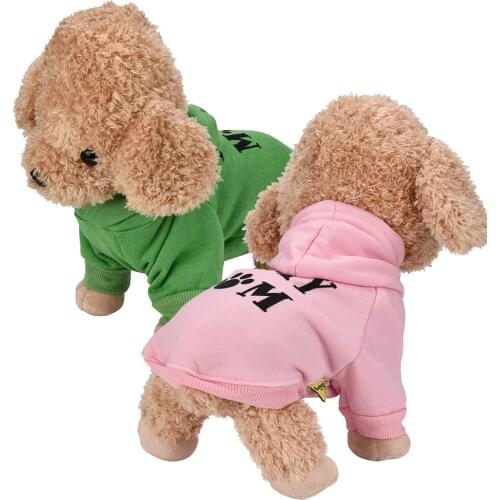 Hooded Puppy Sweatshirt Long Sleeves Moms Puppy Footprint Hoodie Autumn Winter Teddy Chihuahua Small Dog Clothes Pup Coat