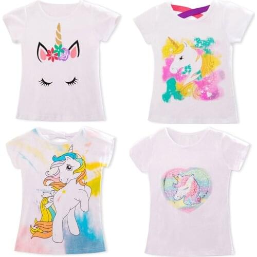 Girls Unicorn Tops Unicorn Party Children White T shirts Unicorn Baby Boys Girl Clothes Baby Girls Tshirt Kids Clothing Tees