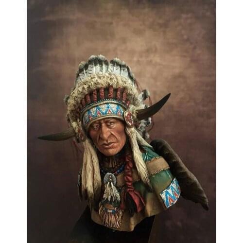 Unassambled 1/10 ancient Leader of the Plains man bust Resin figure miniature model kits Unpainted