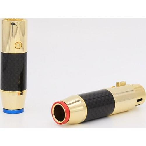 VX004G Gold plated Carbon Fiber Balance Audio Plug XLR Male Female Connector HIFI