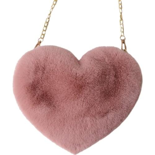 Top Quality New Arrival Girls Heart Shape Shoulder Sling Bag Cute Plush Hand Bag Women Shoulder Bag