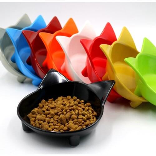 1Pcs Cat Dog Food Bowl Pet Feeder Solid Color Cat-shaped Pet Tableware Bowls Anti-Slip Pet Drinking Feeding Bowls Pet Products